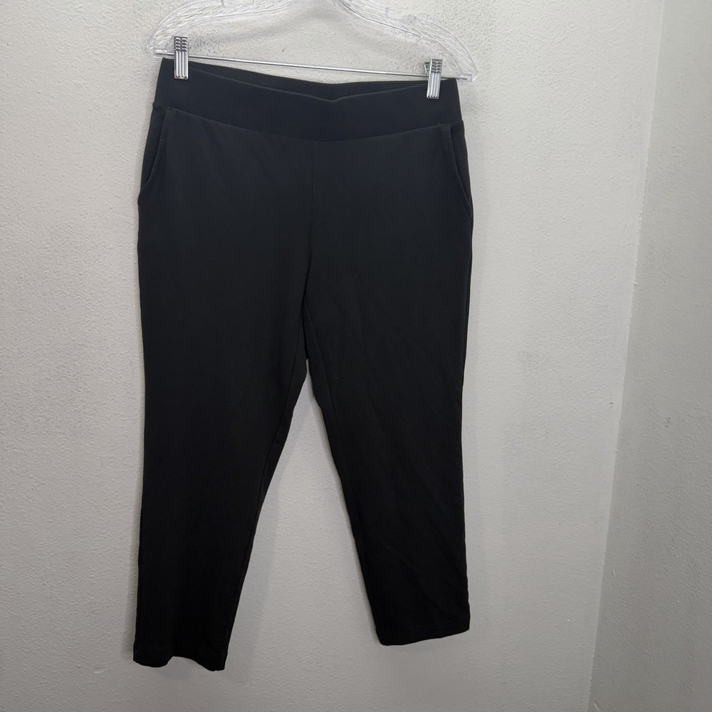 J JIll Pure Jill Affinity French Terry Pima Slim Crop Pants Womens Sz PS Black